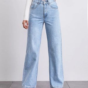 SHEIN Blues Stone Washed Straight Jeans